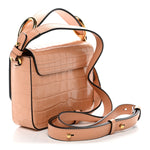 Calfskin Crocodile Embossed Mini C Double Carry Milky Orange