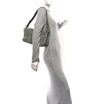 Suede GG Monogram Half Horsebit Medium Shoulder Bag Sage