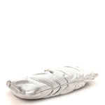 Metallic Calfskin Small Gancini Clutch Silver
