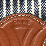 Canvas Calfskin Striped Triomphe Clutch On Chain Navy Blue Tan