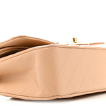 Caviar Quilted Medium Double Flap Beige