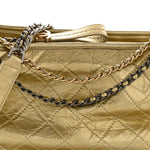 Metallic Aged Calfskin Quilted Medium Gabrielle Gold