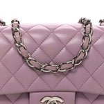 Lambskin Quilted Mini Square Flap Purple