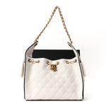 Braided Raffia Calfskin Quilted Small Chanel 25 Handbag White Black