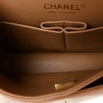 Lambskin Quilted Small Double Flap Brown