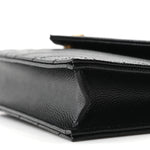 Grain De Poudre Matelasse Chevron Monogram Envelope Chain Wallet Black