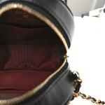 Lambskin Quilted Round Clutch With Chain Black