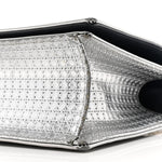Metallic Patent Micro-Cannage Medium Diorama Flap Bag Silver