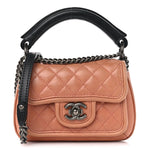 Calfskin Quilted Small Prestige Top Handle Flap Pink