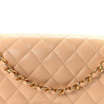 Caviar Quilted Medium Double Flap Beige