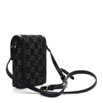 Jacquard Black Denim GG Monogram Textured Dollar Calfskin Mini Horsebit 1955 Crossbody Bag Black Ivory