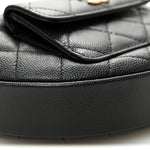 Caviar Quilted Polly Pocket Pouch Hobo Black