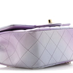 Calfskin Quilted Mini Cloudy Tie Dye Rectangular Flap Purple Blue Pink