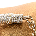 Metallic Grained Calfskin Crystal Frame Evening Bag Bronze