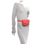 Calfskin Quilted Flap Waist Bag Red