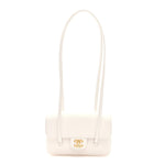 Shiny Caviar Mini Preppy Coco Shoulder Bag White