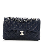 Lambskin Quilted Small Double Flap Blue