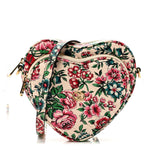 Calfskin Matelasse Diagonal Brit Roses Print Mini Interlocking G Heart Shoulder Bag  White Multicolor