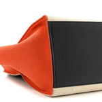Smooth Calfskin Linen Small Tri-Color Trapeze Orange