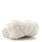 Shearling Sheepskin Lambskin Quilted Clutch With Chain White