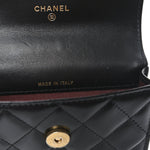 Calfskin Quilted Perfect Fit Coin Purse With Chain Black