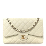 Caviar Quilted Jumbo Double Flap White