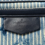 Hickory Stripes Denim Monogram Watercolor Outdoor Pouch Blue