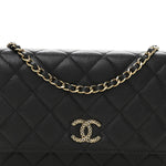 Caviar Quilted Perforated Metal CC Wallet On Chain WOC Black
