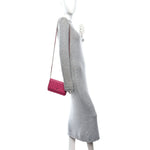 Lambskin Quilted Wallet On Chain WOC Dark Pink