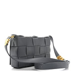Grained Calfskin Maxi Intrecciato Cassette Crossbody Bag Thunder