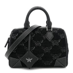 Lauretos Lurex Jacquard Small Ella Boston Bag Black