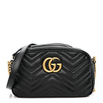 Calfskin Matelasse Small GG Marmont Chain Shoulder Bag Black