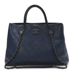Grained Vegetal Calfskin Urban Shopping Tote Blue