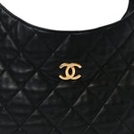 Lambskin Quilted Large CC Funky Town Hobo Black