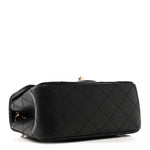 Lambskin Quilted Enamel Mini Pearl Crush Flap Black