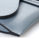 Grained Calfskin Saddle Chain Pouch Cloud Blue