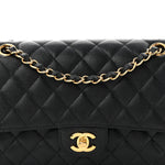Caviar Quilted Medium Double Flap Black