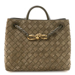 Suede Intrecciato Small Andiamo Shoulder Bag Cypress