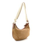 Nylon Monogram Web Medium Half Moon Hobo  Beige