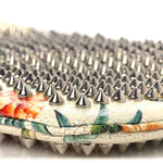 Calfskin Studded Floral Mosaic Loubiclutch Crossbody Clutch White Multicolor
