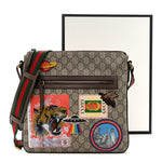 Soft GG Supreme Monogram Courrier Web Medium Flat Messenger Bag Beige New Acero Multicolor