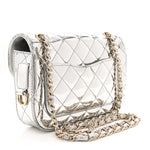 Mirror Calfskin Metallic Calfskin Quilted Hollywood Boulevard Mini Flap With Star Coin Purse Silver