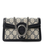 GG Supreme Monogram Textured Dollar Calfskin Super Mini Dionysus Shoulder Bag Beige Blue