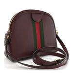 Textured Dollar Calfskin Web Small Ophidia Dome Shoulder Bag Burgundy