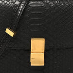 Snakeskin Medium Classic Box Flap Bag Black