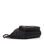 Iridescent Calfskin Quilted All About Waist Belt Bag Black