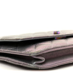 Iridescent Lambskin Quilted Reissue Wallet On Chain WOC Light Purple