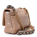 Shiny Lambskin Quilted Medium Chanel 19 Flap Beige