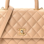 Caviar Quilted Mini Coco Handle Flap Beige