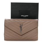 Grain De Poudre Matelasse Chevron Monogram Chain Wallet Taupe